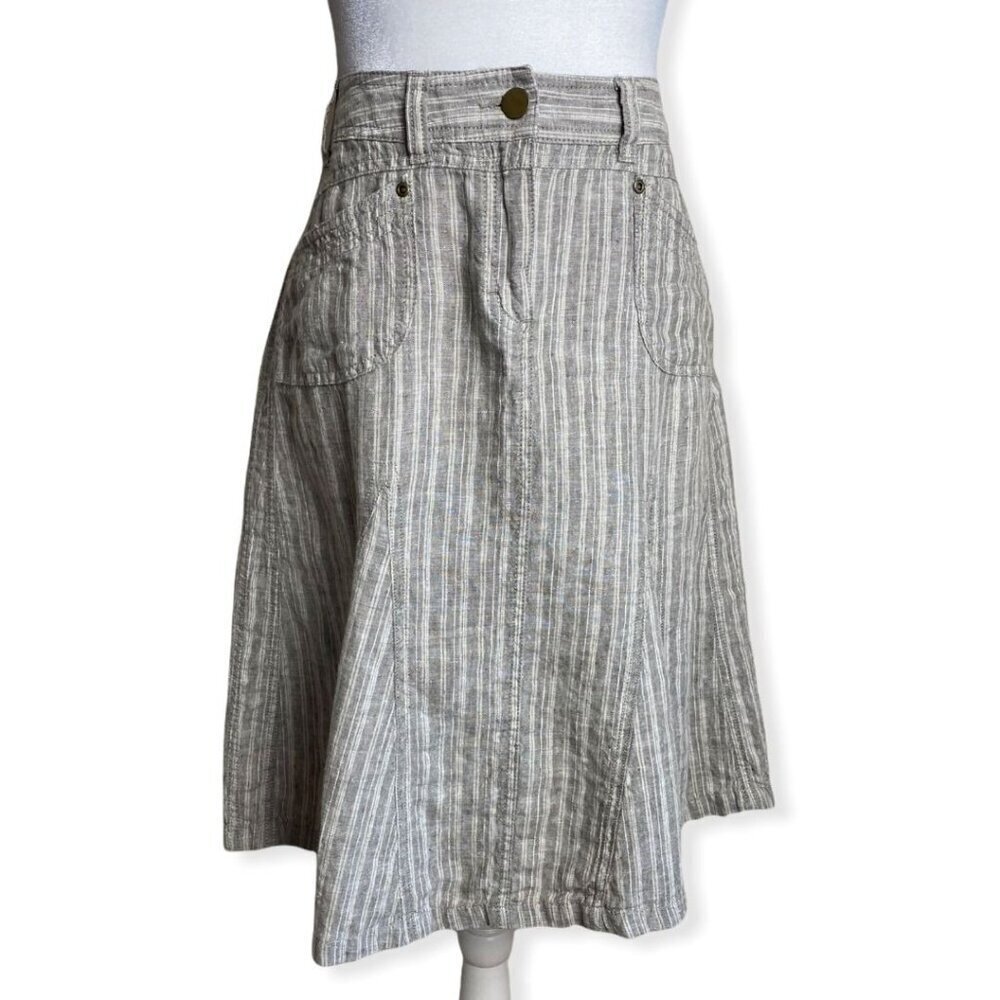 Marks & Spencer 100% Flax Linen Flared Skirt in Coffee Womens Sz UK12/US 14